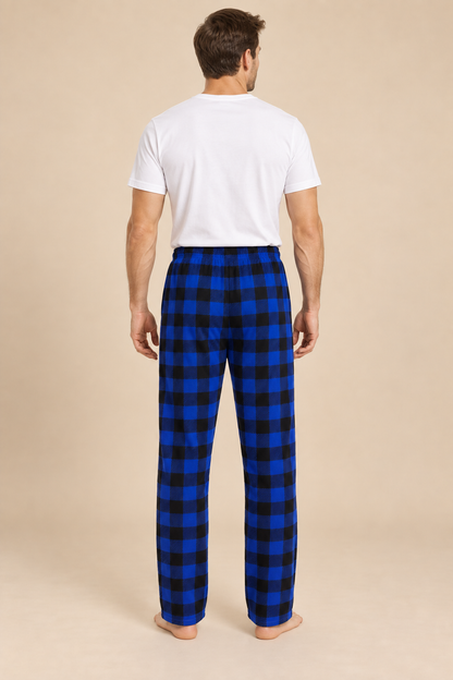 Bas de pyjama homme polaire à carreaux avec cordon
