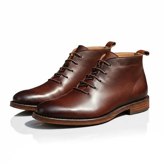 Bottes homme montantes à lacets bout arrondi