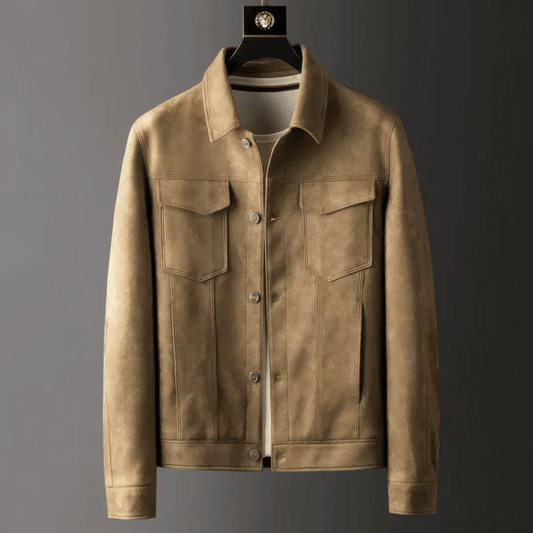 Veste en daim homme coupe ajustée élégance intemporelle