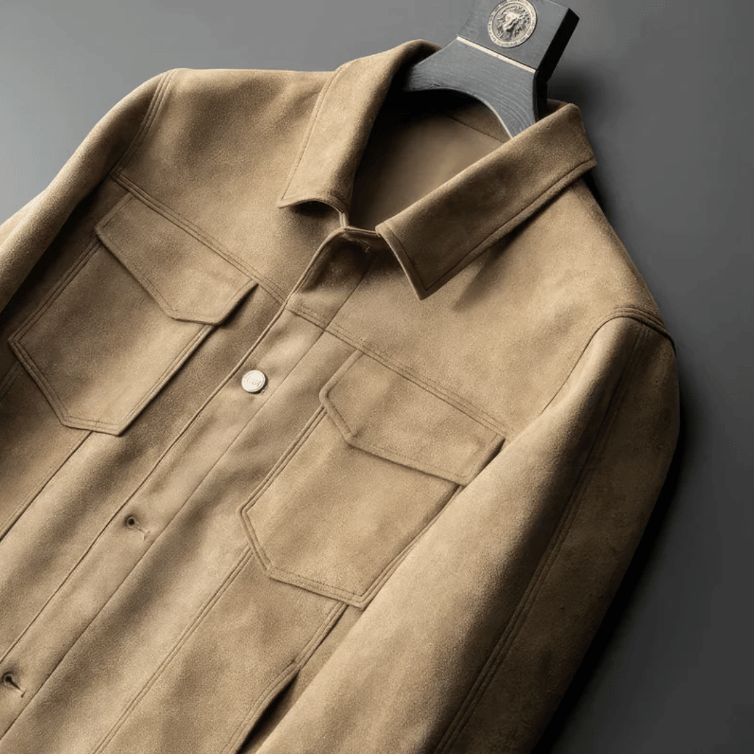 Veste en daim homme coupe ajustée élégance intemporelle
