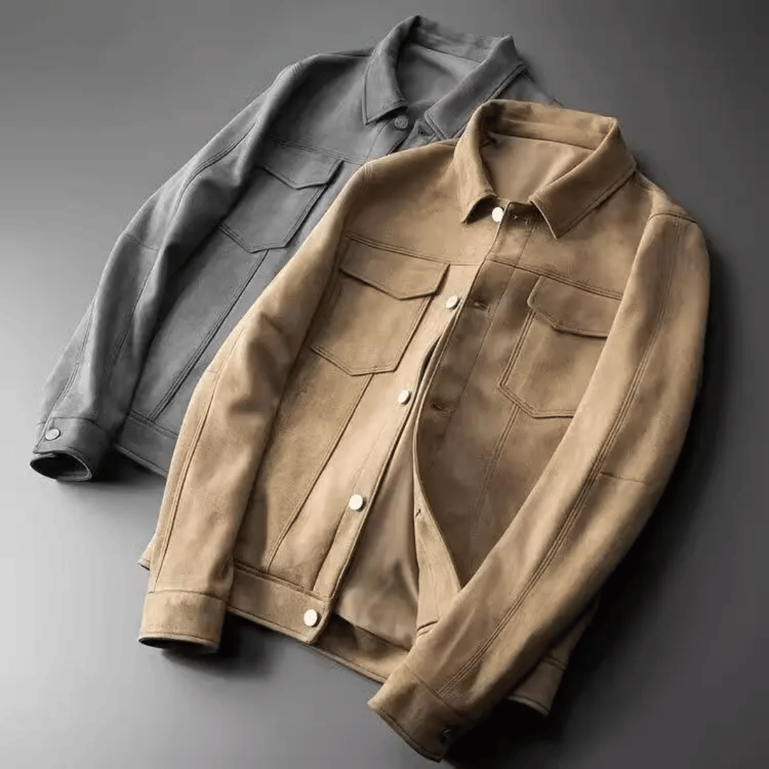 Veste en daim homme coupe ajustée élégance intemporelle