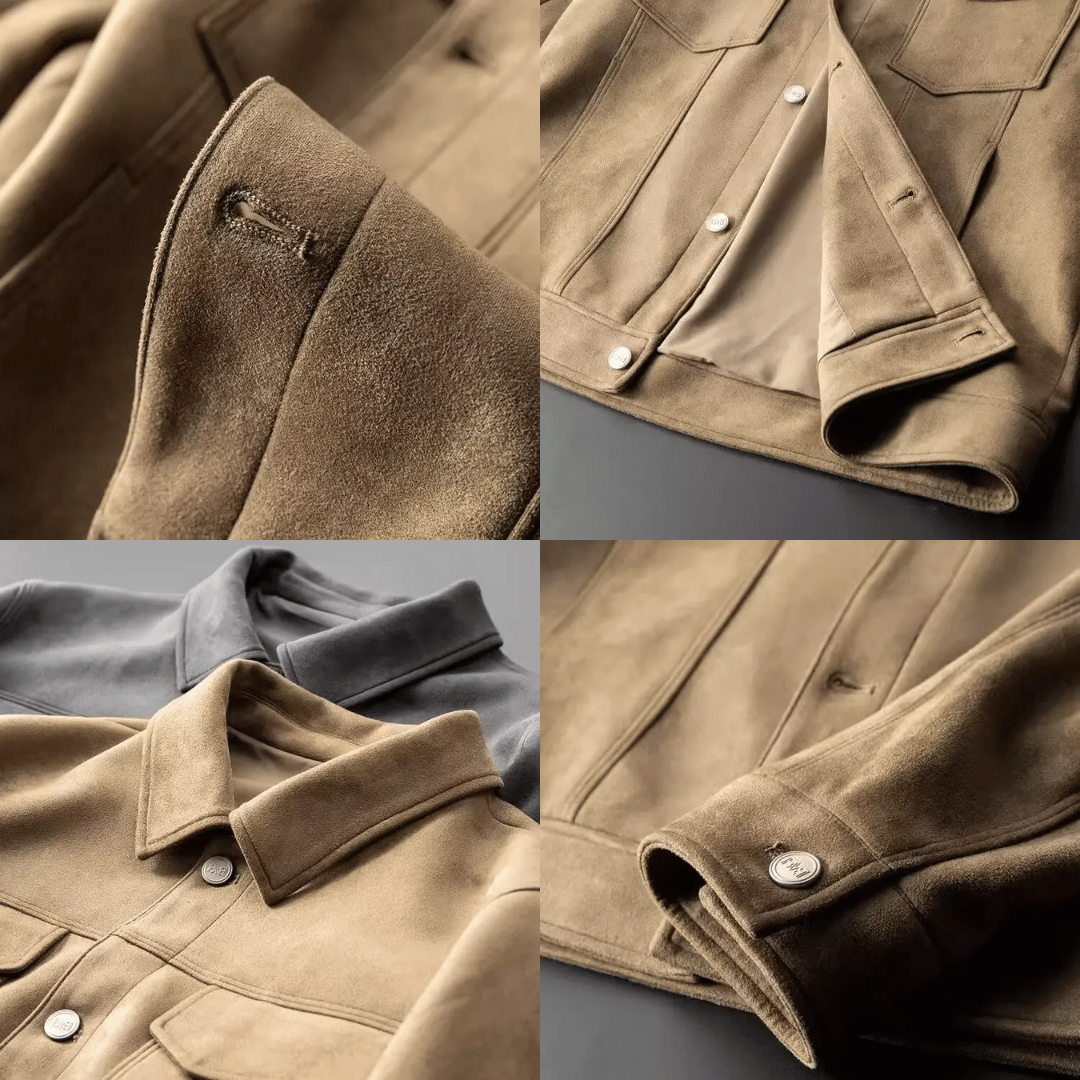 Veste en daim homme coupe ajustée élégance intemporelle