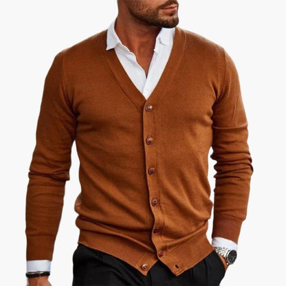 Cardigan homme col V boutons poignets côtelés