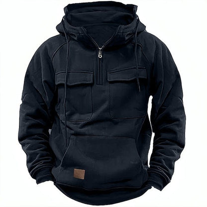 Herren-Fleece-Hoodie mit Viertelreißverschluss für den Winter