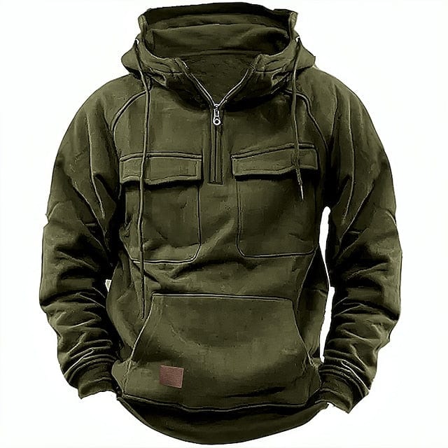 Herren-Fleece-Hoodie mit Viertelreißverschluss für den Winter