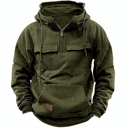 Herren-Fleece-Hoodie mit Viertelreißverschluss für den Winter