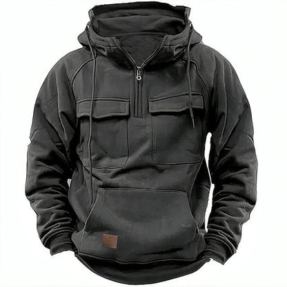 Herren-Fleece-Hoodie mit Viertelreißverschluss für den Winter