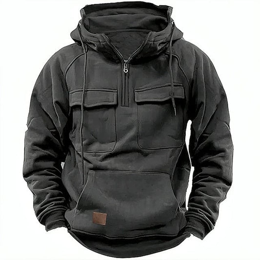 Herren-Fleece-Hoodie mit Viertelreißverschluss für den Winter