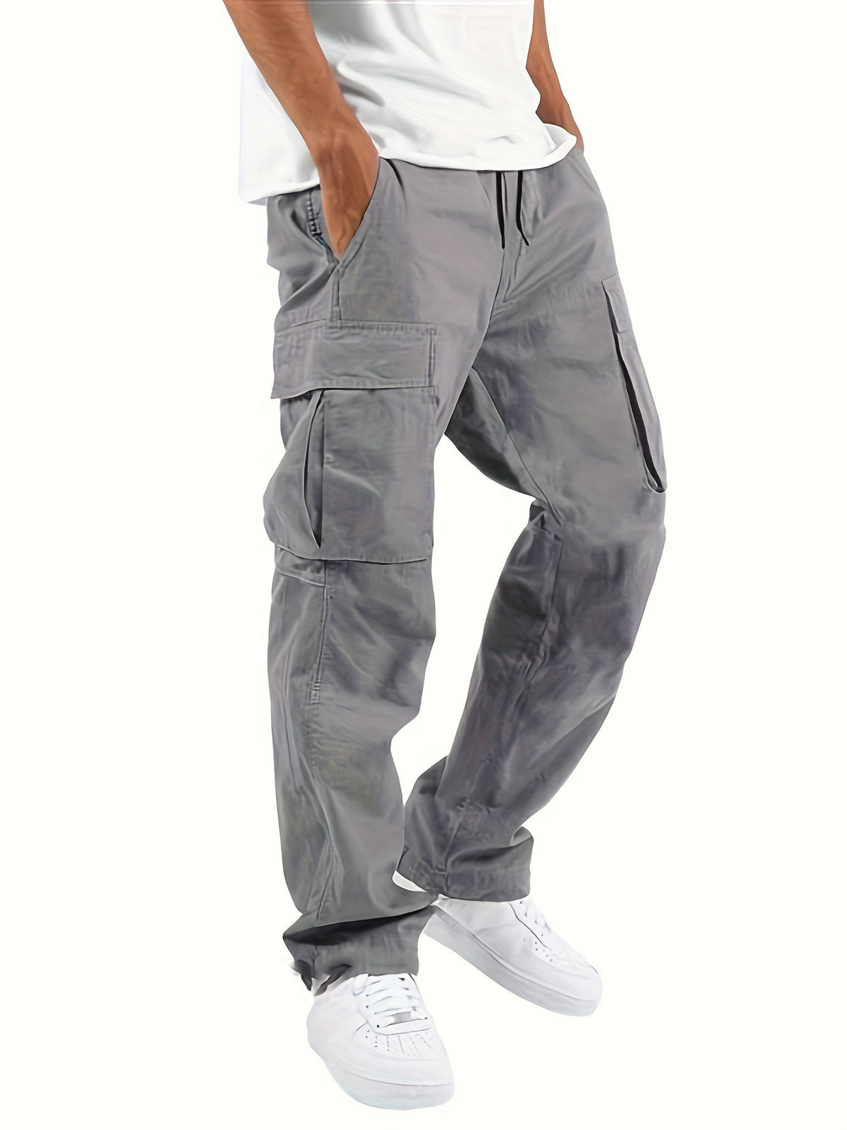 Pantalon cargo homme confortable coupe oversize multi-poches