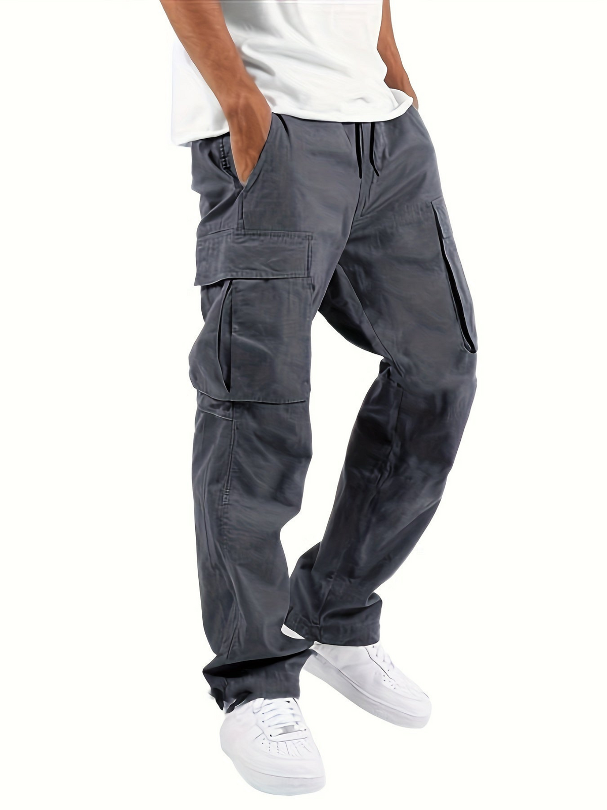 Pantalon cargo homme confortable coupe oversize multi-poches
