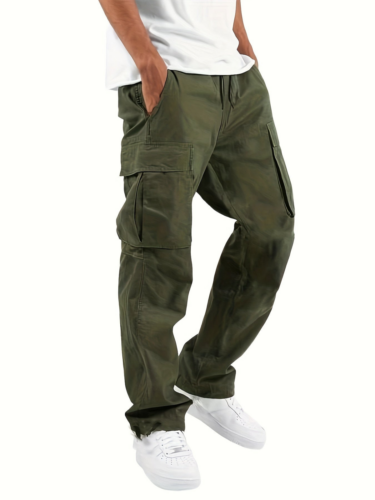 Pantalon cargo homme confortable coupe oversize multi-poches