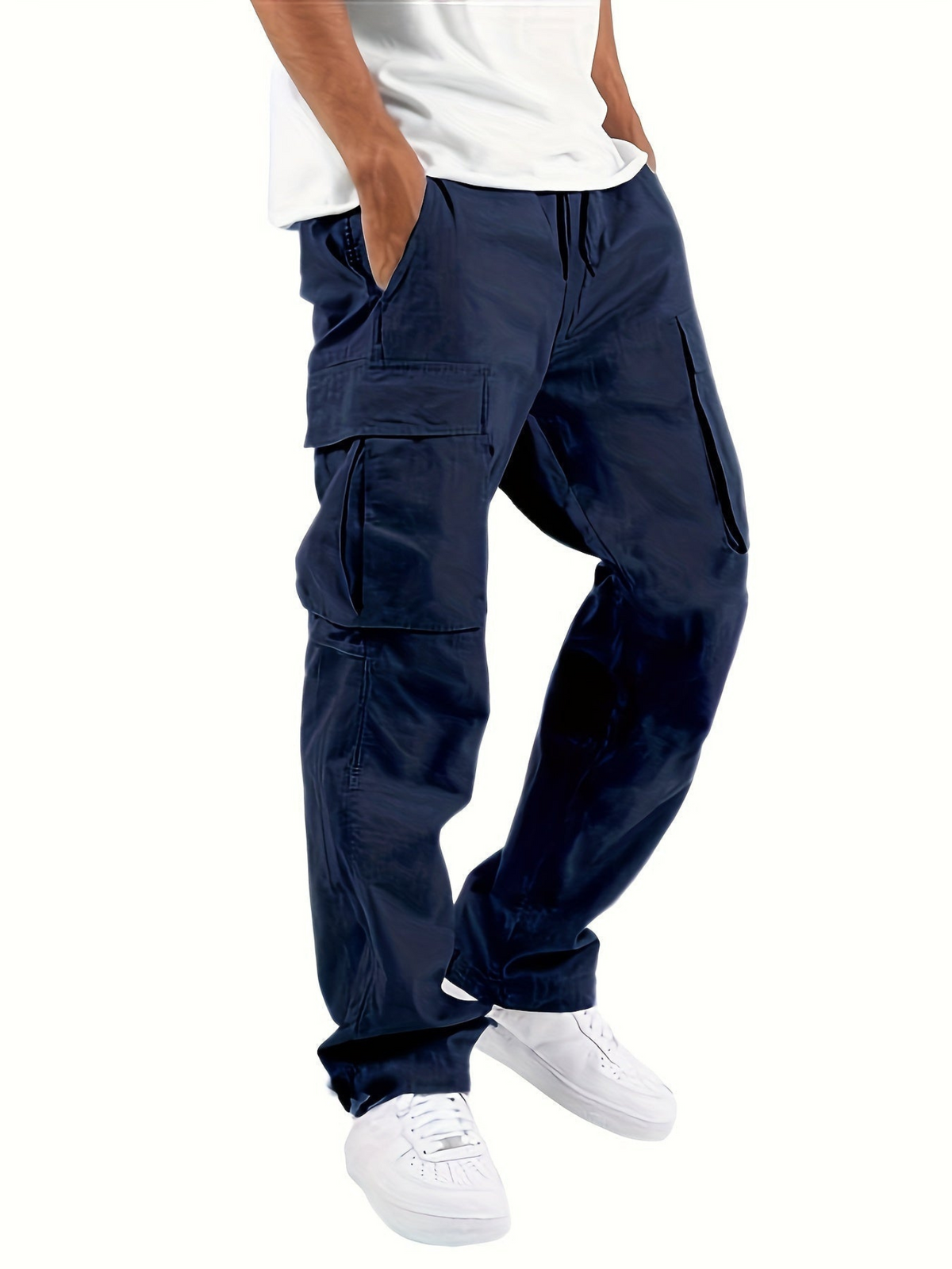 Pantalon cargo homme confortable coupe oversize multi-poches