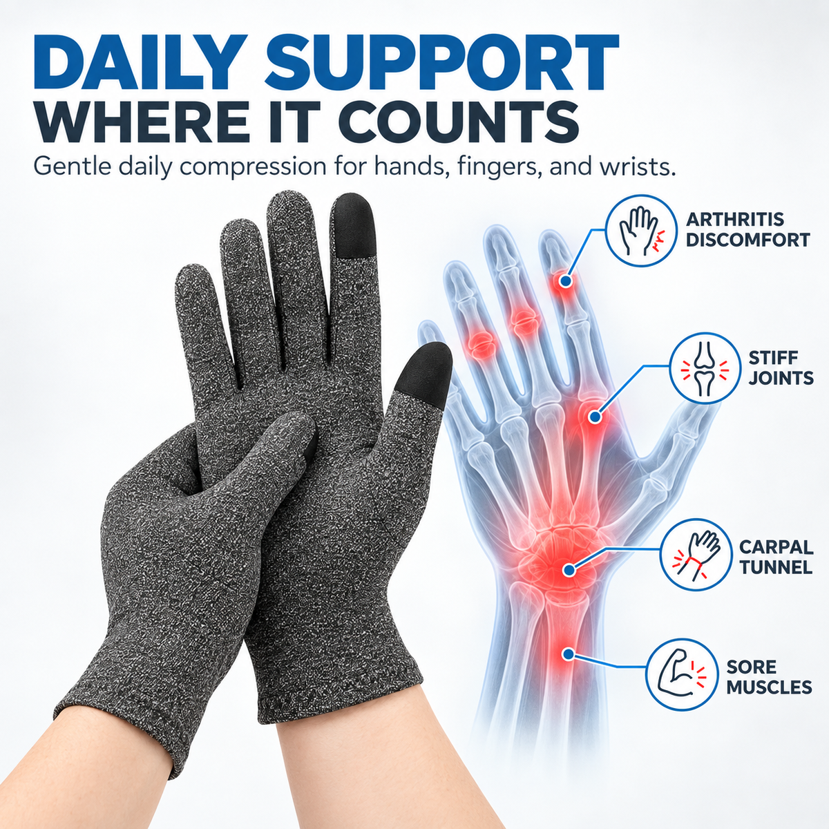 Gants de compression complets tactiles respirants
