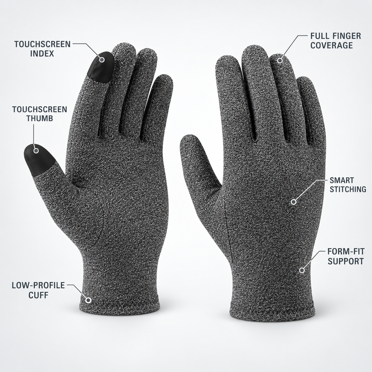 Gants de compression complets tactiles respirants