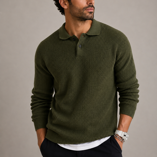 Pull homme col revers coupe ajustée tricoté