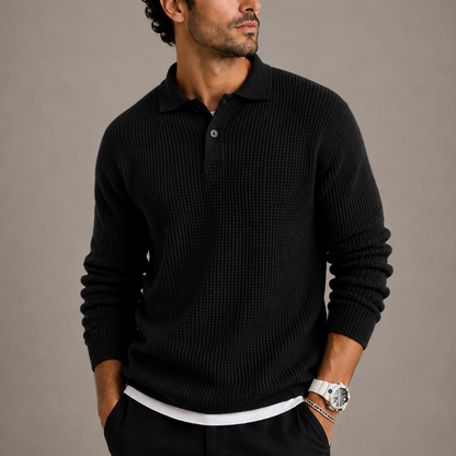 Herrenpullover mit Reverskragen, tailliert geschnitten, gestrickt