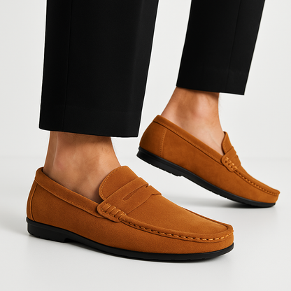 Mocassins homme daim véritable assise plantaire coussinée