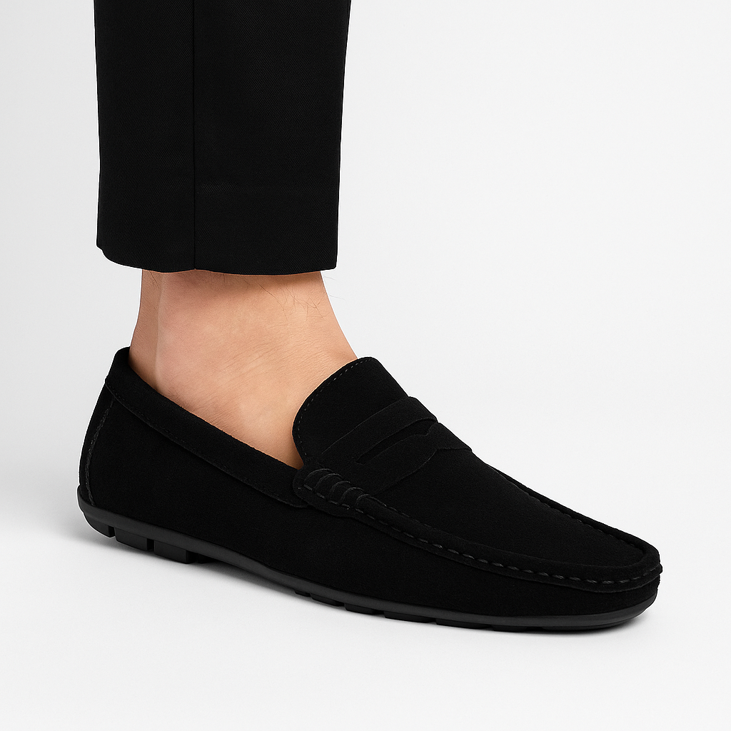 Mocassins homme daim véritable assise plantaire coussinée