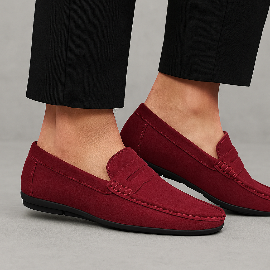 Mocassins homme daim véritable assise plantaire coussinée