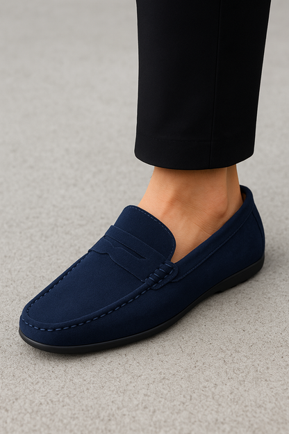 Mocassins homme daim véritable assise plantaire coussinée