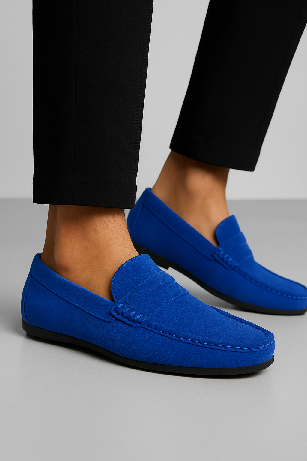 Mocassins homme daim véritable assise plantaire coussinée