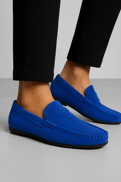 Mocassins homme daim véritable assise plantaire coussinée