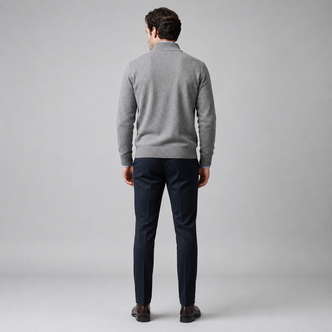 Pull homme coton col montant demi-zip respirant