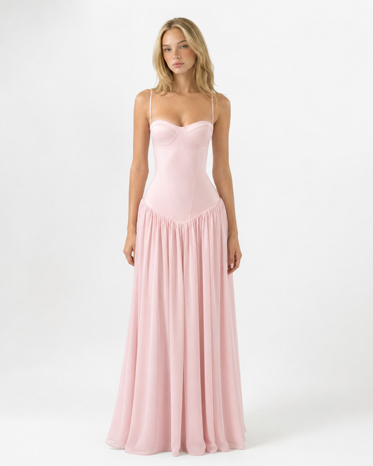Robe Maxi Blush Belle – Silhouette Fluide et Élégamment Chic
