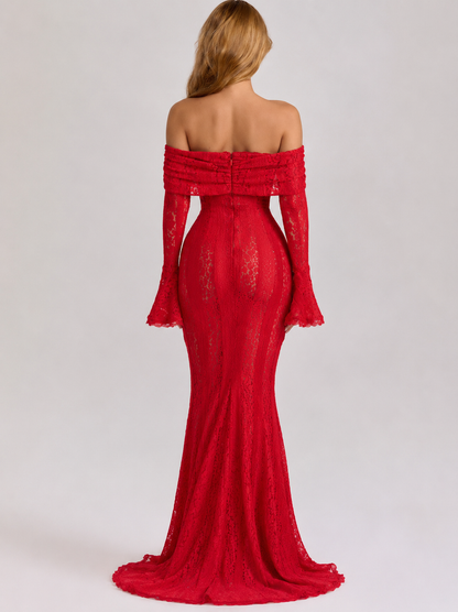 Robe Longue Dentelle Éthérée – Élégance Romantique et Délicate
