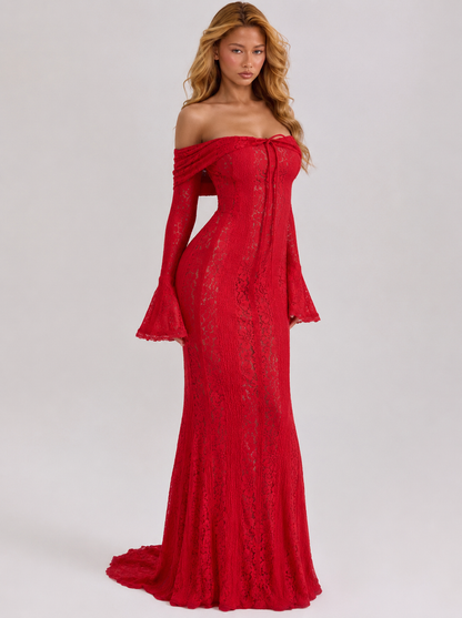 Robe Longue Dentelle Éthérée – Élégance Romantique et Délicate