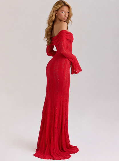Robe Longue Dentelle Éthérée – Élégance Romantique et Délicate