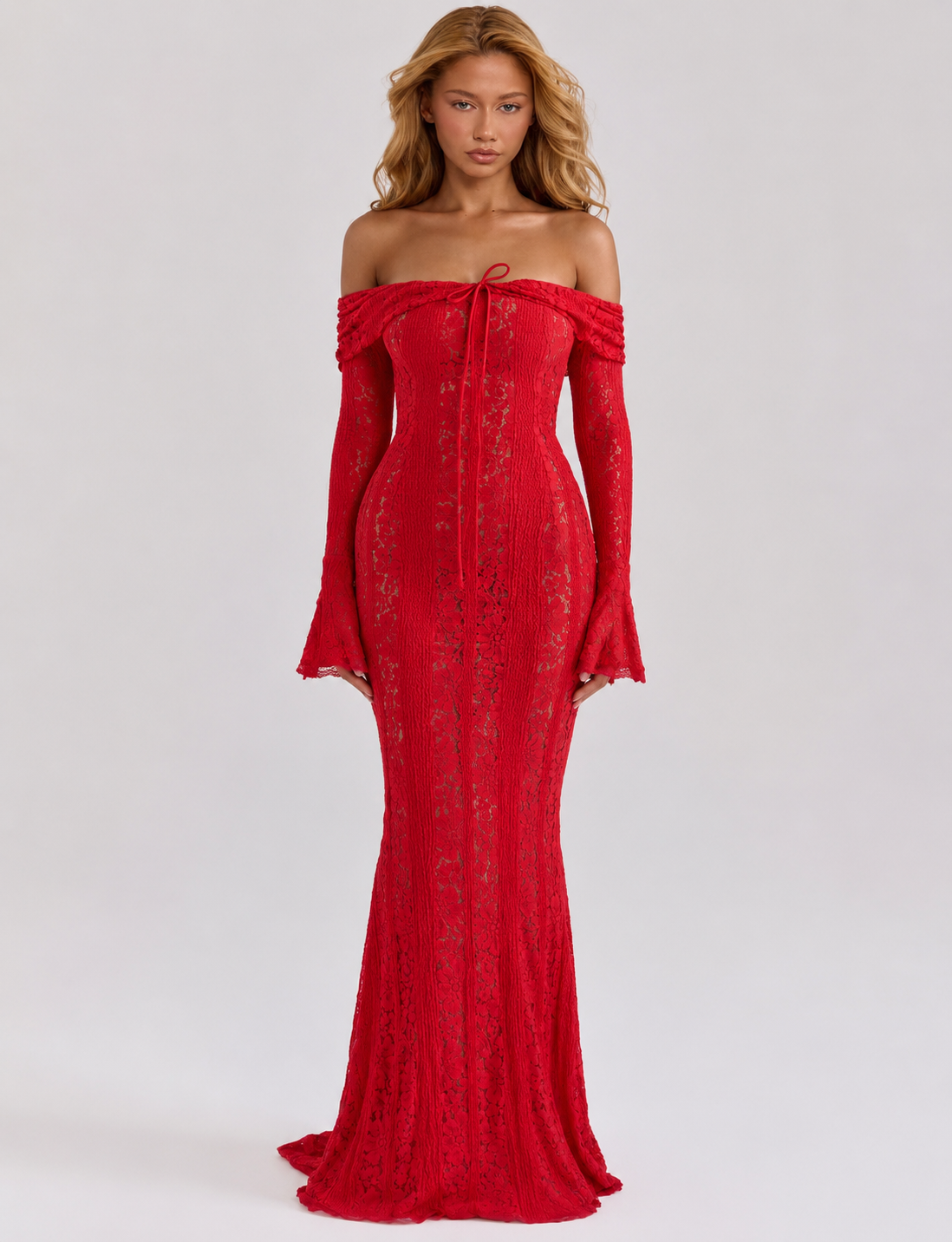 Robe Longue Dentelle Éthérée – Élégance Romantique et Délicate