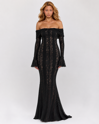 Robe Longue Dentelle Éthérée – Élégance Romantique et Délicate