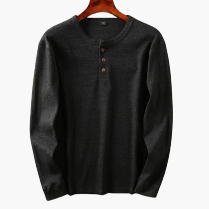 Chemise Henley homme manches longues boutonnée unie