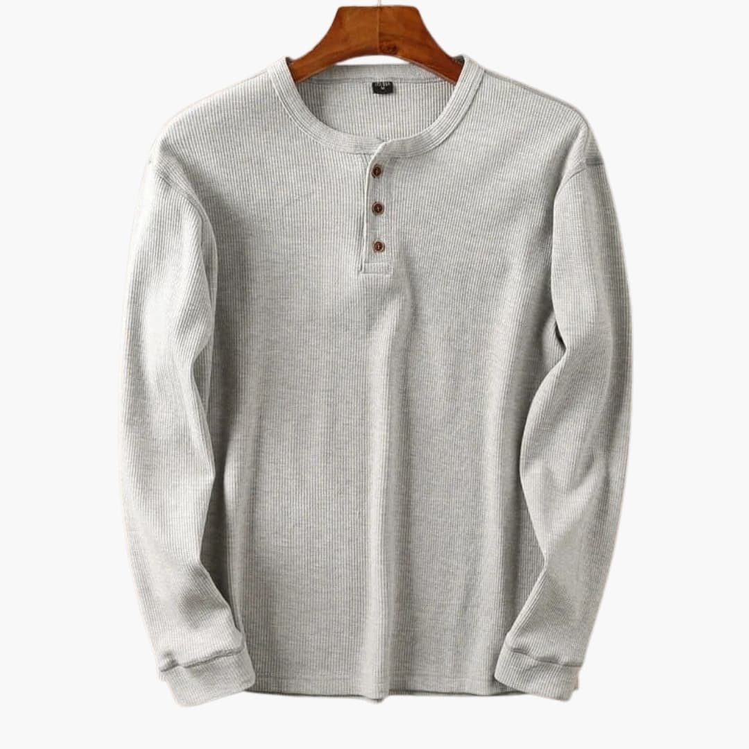 Chemise Henley homme manches longues boutonnée unie