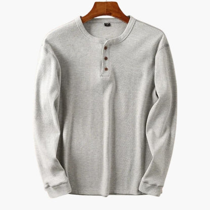 Chemise Henley homme manches longues boutonnée unie