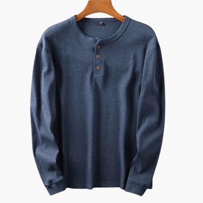 Chemise Henley homme manches longues boutonnée unie