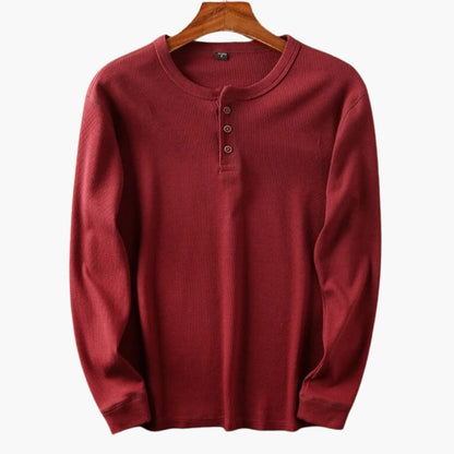 Chemise Henley homme manches longues boutonnée unie