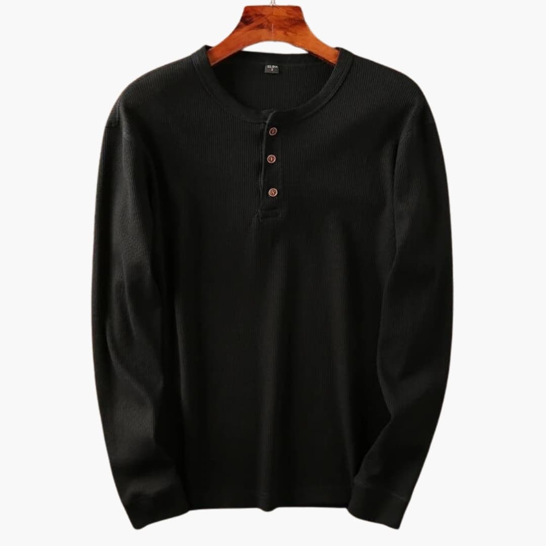 Chemise Henley homme manches longues boutonnée unie