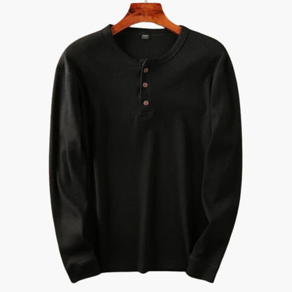 Chemise Henley homme manches longues boutonnée unie
