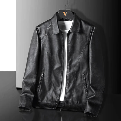 Lässige Vintage-Herrenjacke aus Leder in Schwarz und Grün