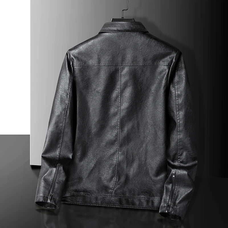 Lässige Vintage-Herrenjacke aus Leder in Schwarz und Grün