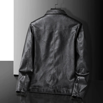 Lässige Vintage-Herrenjacke aus Leder in Schwarz und Grün