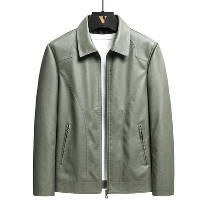 Lässige Vintage-Herrenjacke aus Leder in Schwarz und Grün