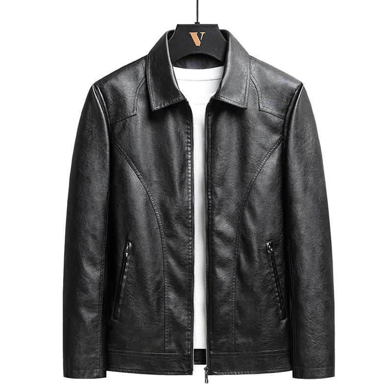 Lässige Vintage-Herrenjacke aus Leder in Schwarz und Grün