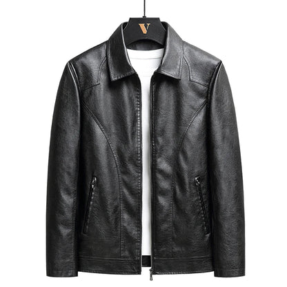 Lässige Vintage-Herrenjacke aus Leder in Schwarz und Grün
