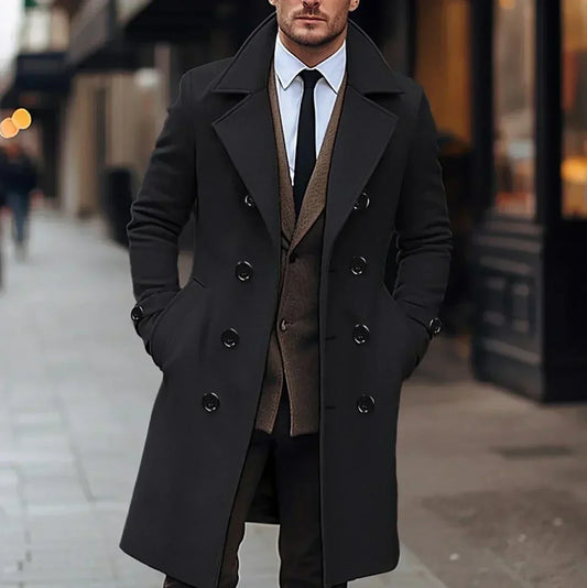 Manteau homme long double boutonnage hiver formel
