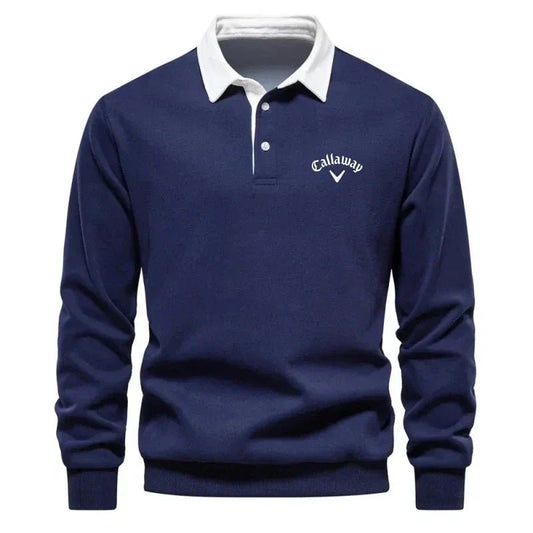 Polo homme col contrastant coton mélangé élégant
