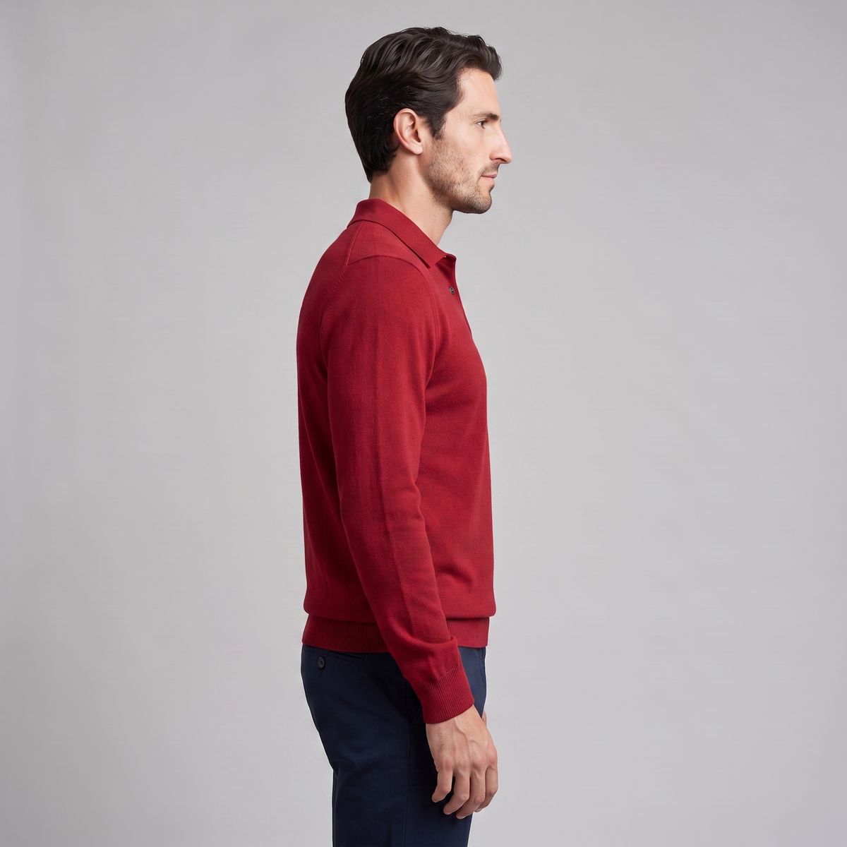 Pull homme laine col polo chaud respirant