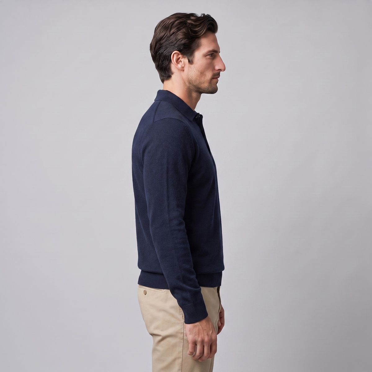 Pull homme laine col polo chaud respirant